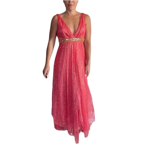Jovani Evening Gown Hot Pink/Gold - Picture 1 of 7